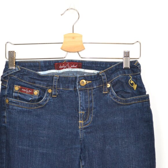 Baby Phat Vintage 2000s Gold Embroidered Pockets Flare Leg Casual Womens 5 - Picture 3 of 9